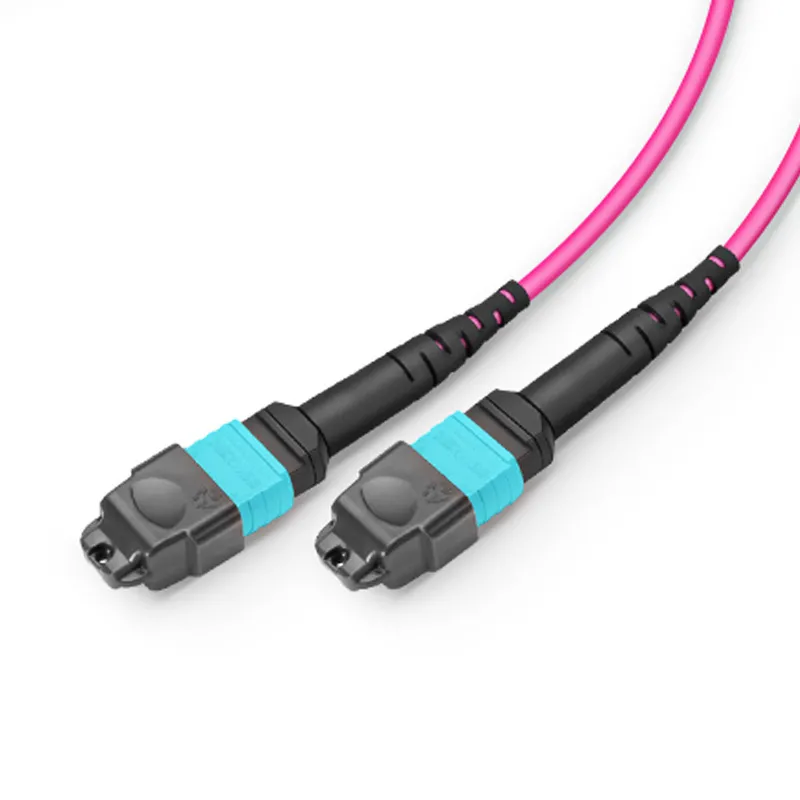 MTP® Breakout Cable, MTP®-24 UPC (Female) to 2 x MTP®-12 UPC (Female), 24 Fibers, Multimode (OM4), Plenum (OFNP), 0.35dB Max, Type A, Magenta