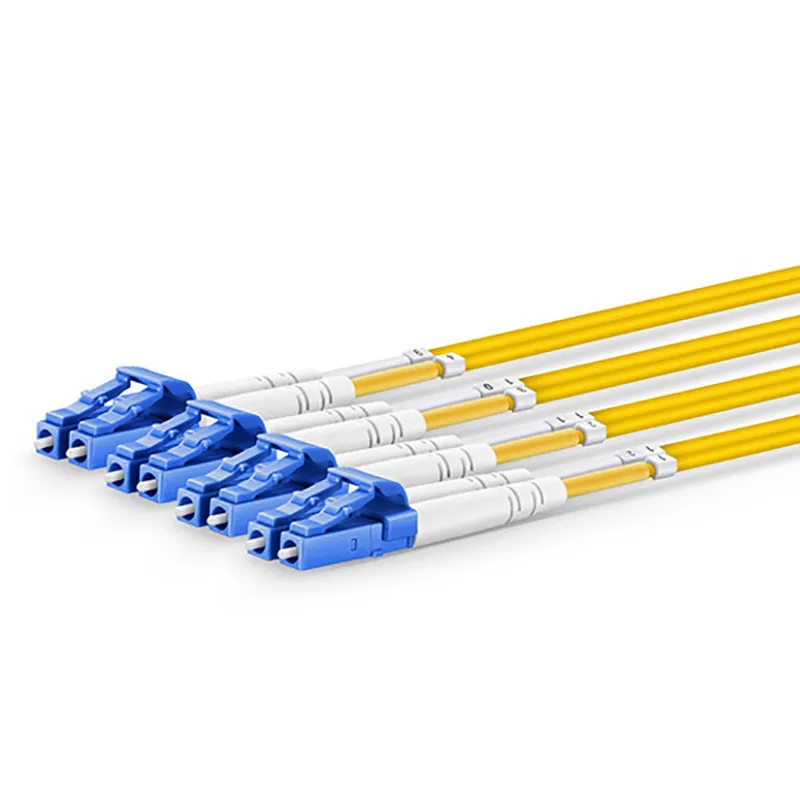 MTP® Harness, MTP®-8 APC (Female) to 4 LC UPC Duplex, 8 Fibers, Single Mode (OS2), Plenum (OFNP), 0.35dB Max, Type B, Yellow