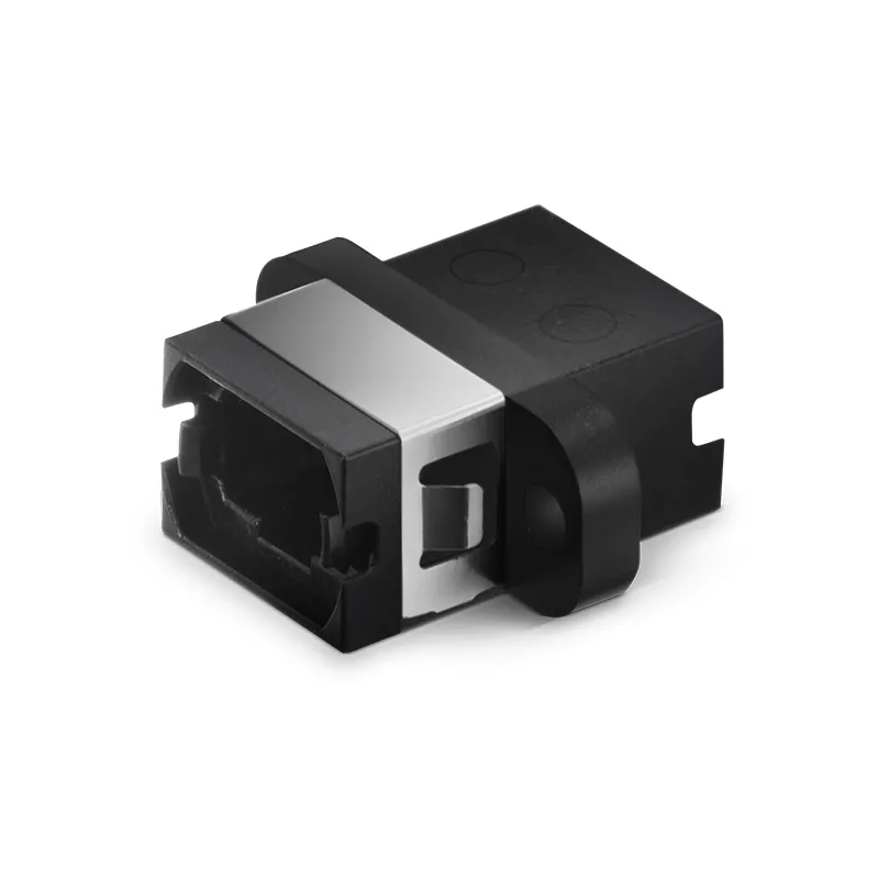 US Conec MTP®/MPO-12 Black Fiber Optic Adapter/Coupler with Flange, Key Up to Down