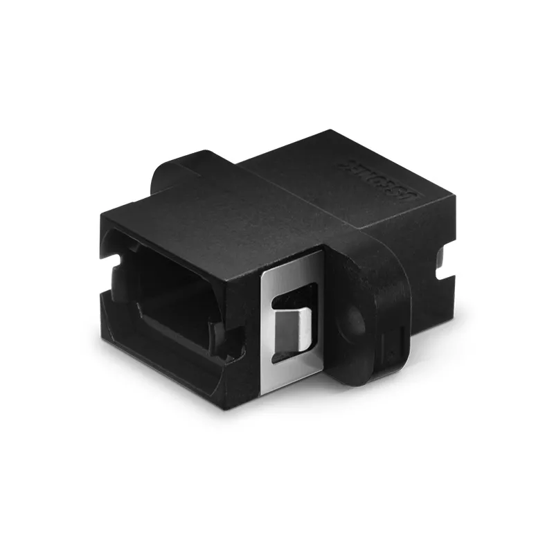 US Conec MTP®/MPO-12 Black Fiber Optic Adapter/Coupler with Flange, Key Up to Down