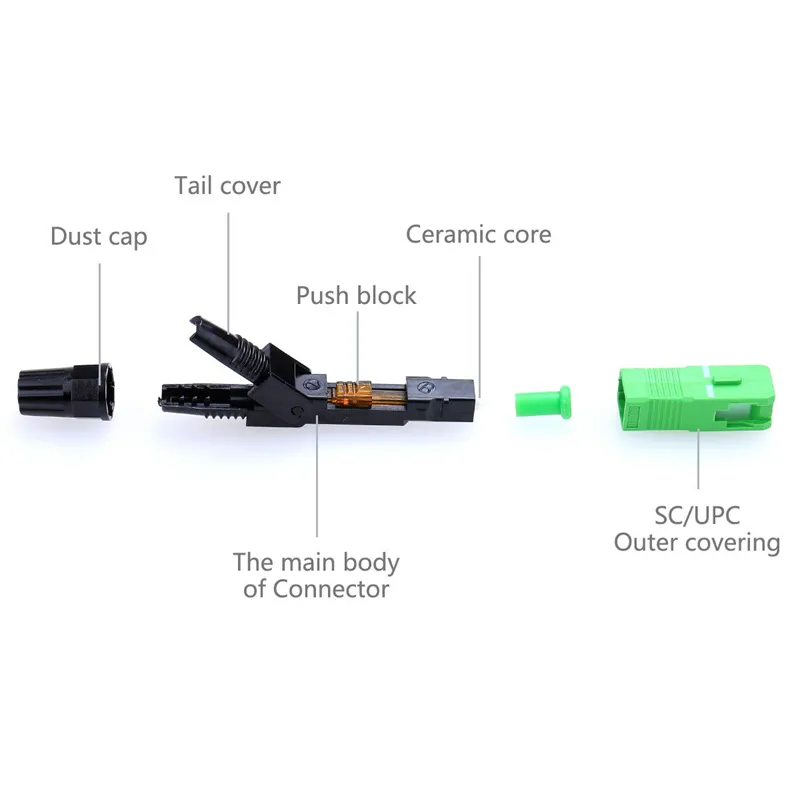 SC/APC Single Mode 0.9/2.0/3.0mm Pre-polished Ferrule Field Assembly Connector Fast/Quick Connector